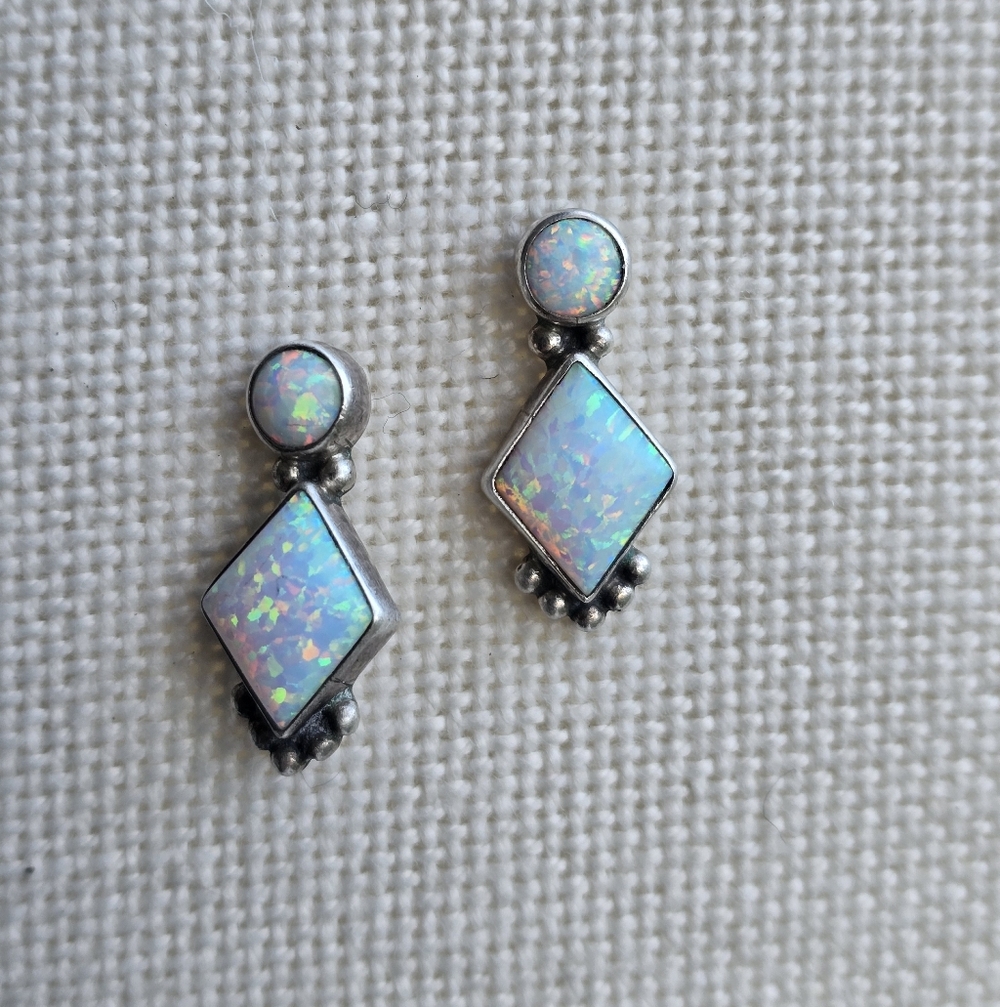 Ethiopian Opal Sterling Silver Earrings